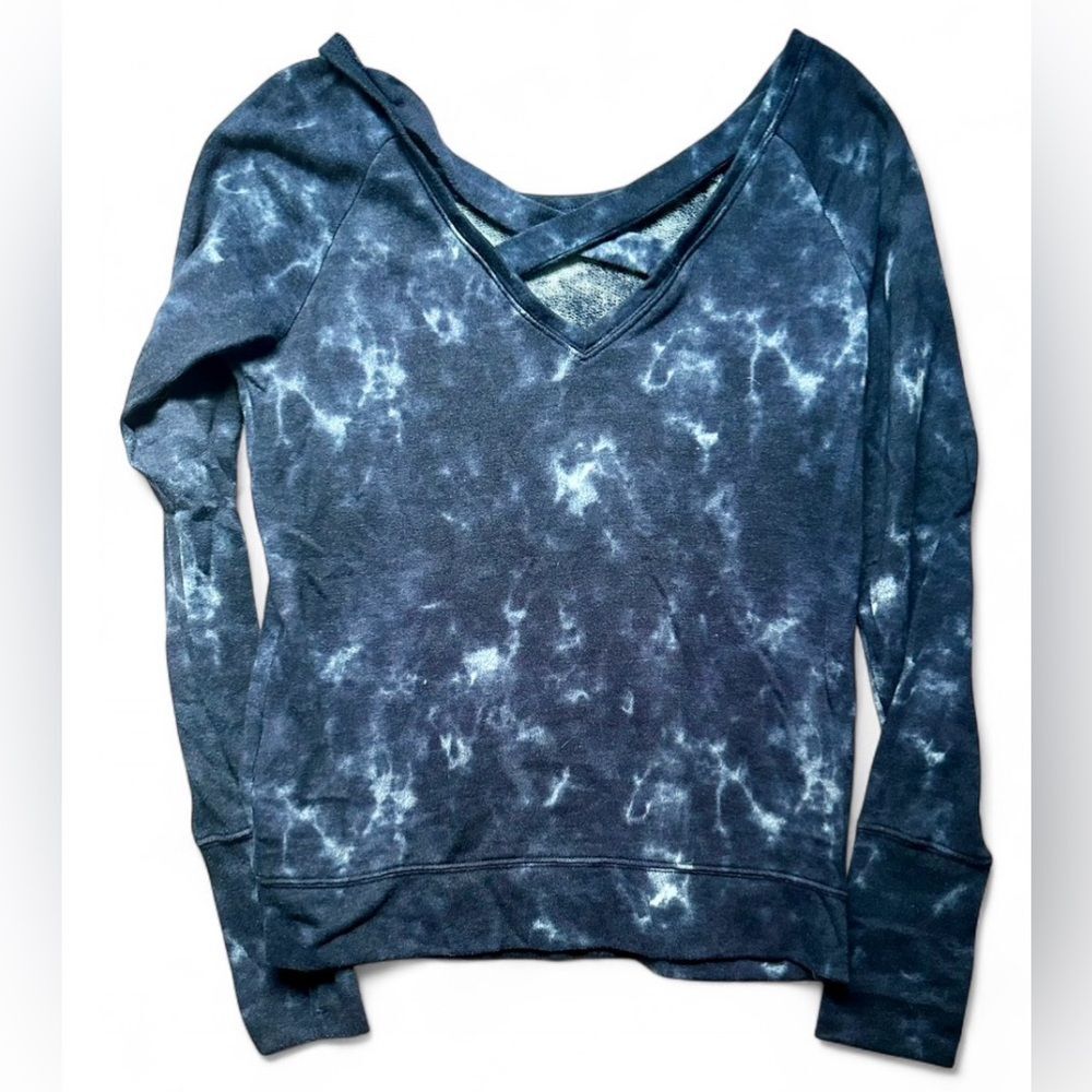 SO Women's Blue Clouds Off-Shoulder Sweatshirt - Picture 3 of 5